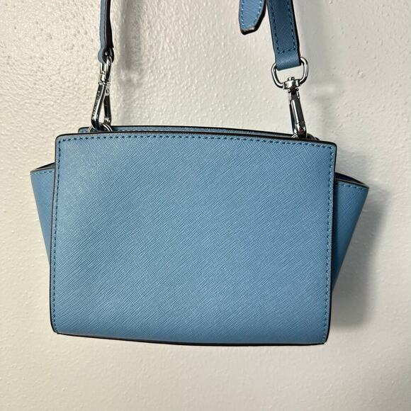 Michael Kors Bag Selma Mini Crossbody Purse Leather Structured Light Blue - Picture 3 of 13